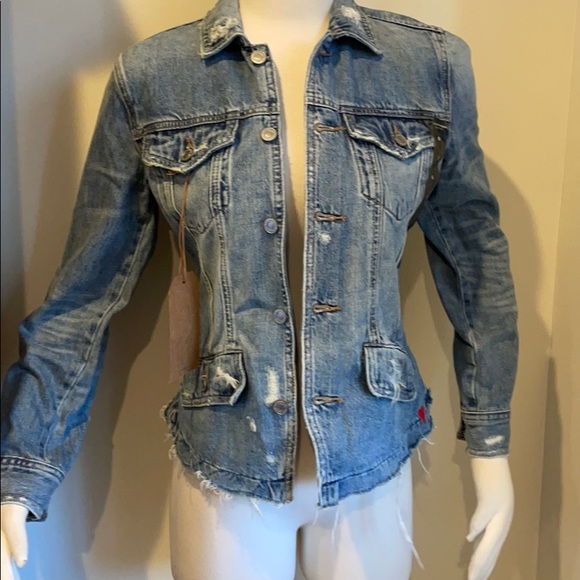 Lucky Brand Tomboy Trucker Jean Jacket frayed NWT - Picture 3 of 6